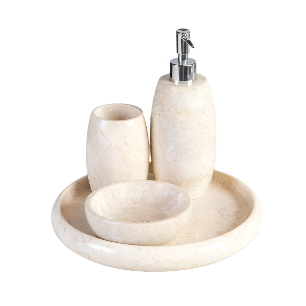 Cream Marble Haven  Bathroom Accessories Set