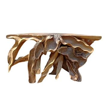 Handcrafted teak root and natural wood console tables by Cabana Miami