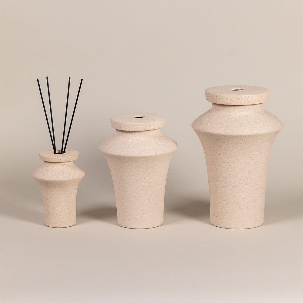 Stone-inspired diffusers with warm Sahara tone