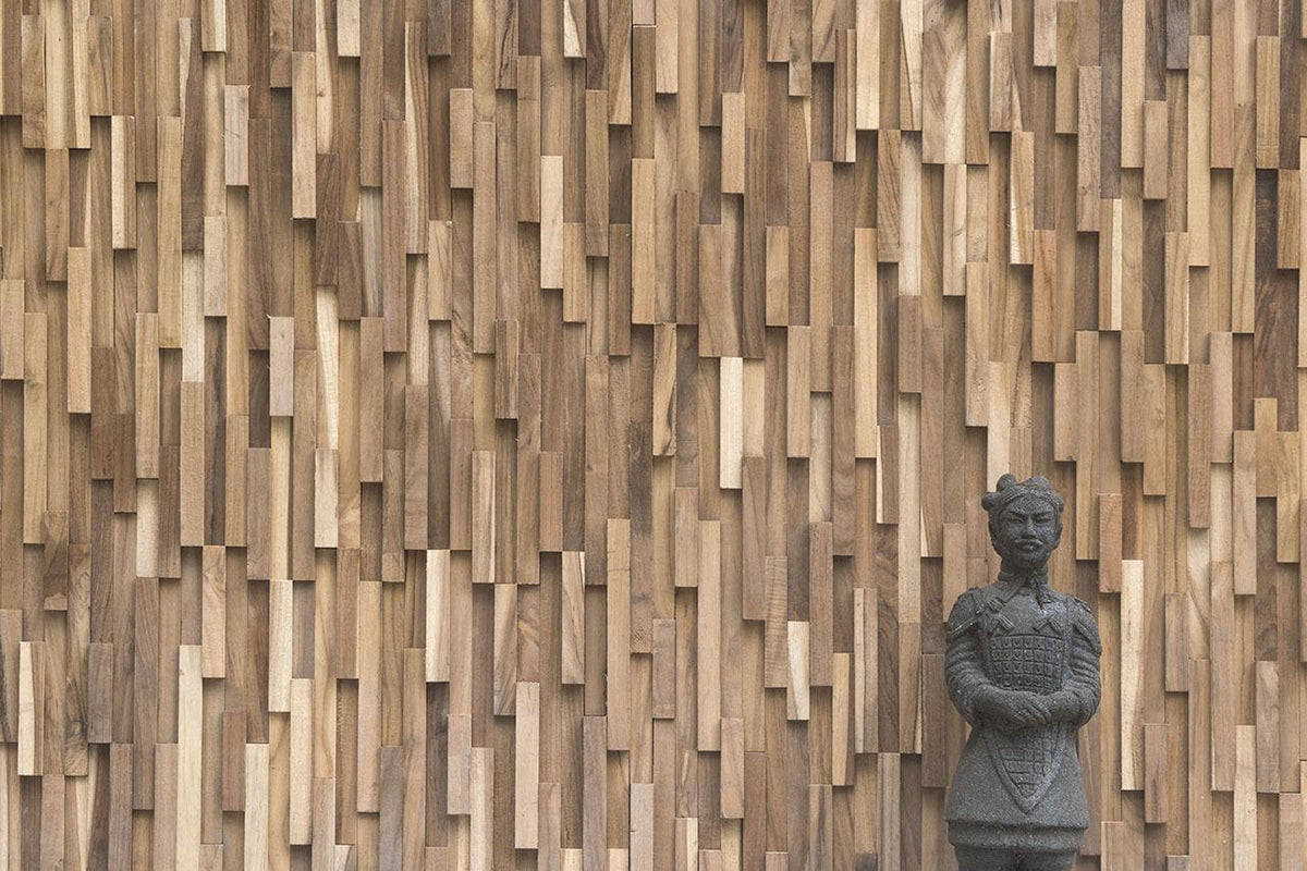 Decorative recycled teak feature wall panels by Cabana Miami
