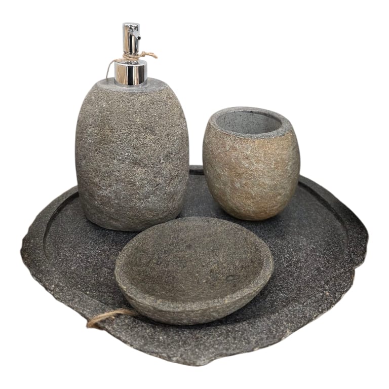 Riverstone Serenity Bathroom Accessories Set natural stone bathroom set by Cabana Miami