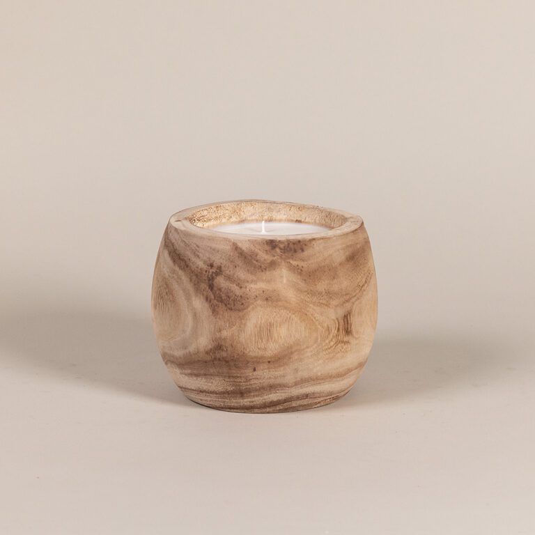 Rounded Wooden Candle handcrafted decorative candle by Cabana Miami