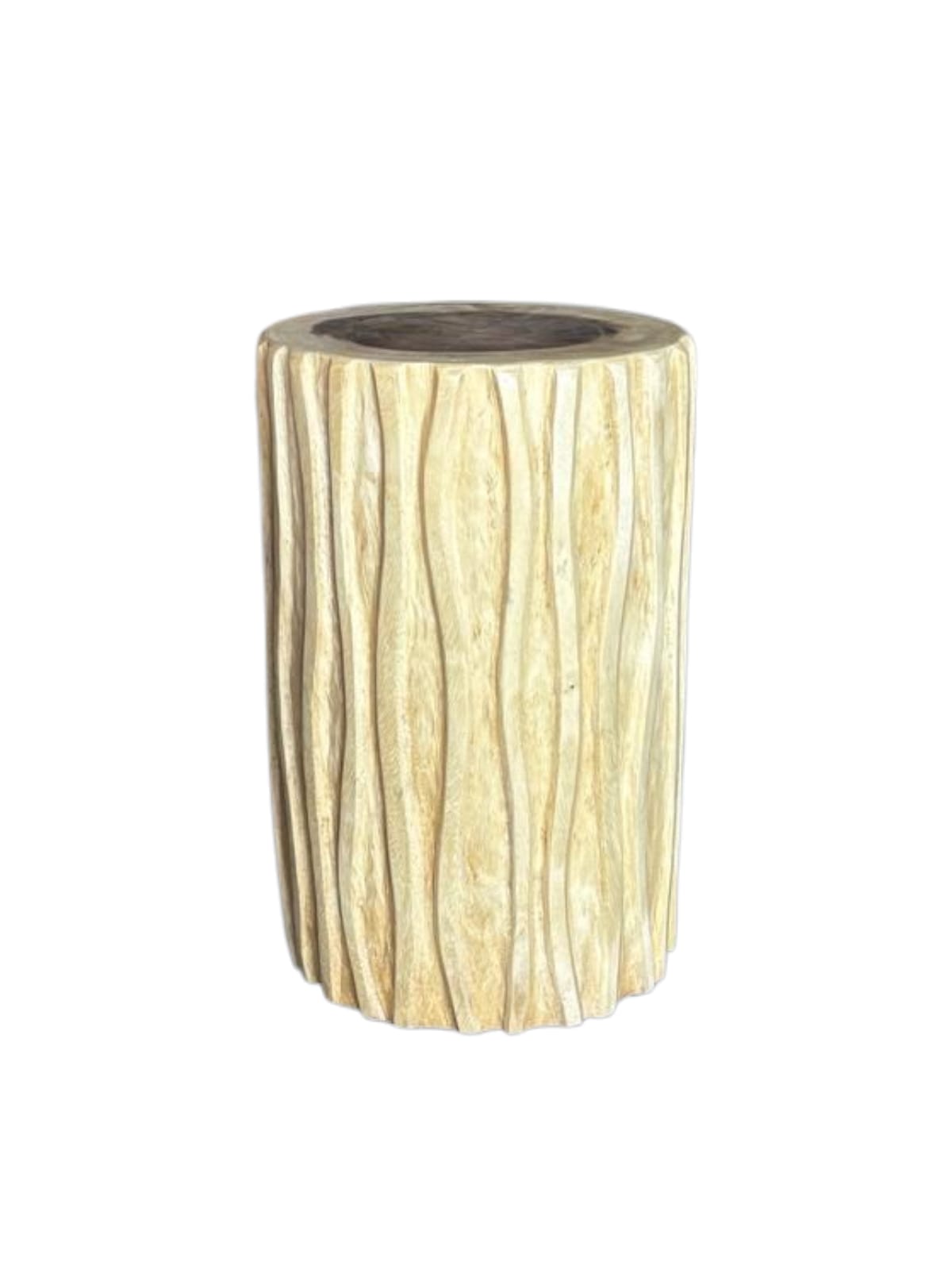 Kampala Side Table handcrafted round Suar wood side table by Cabana Miami