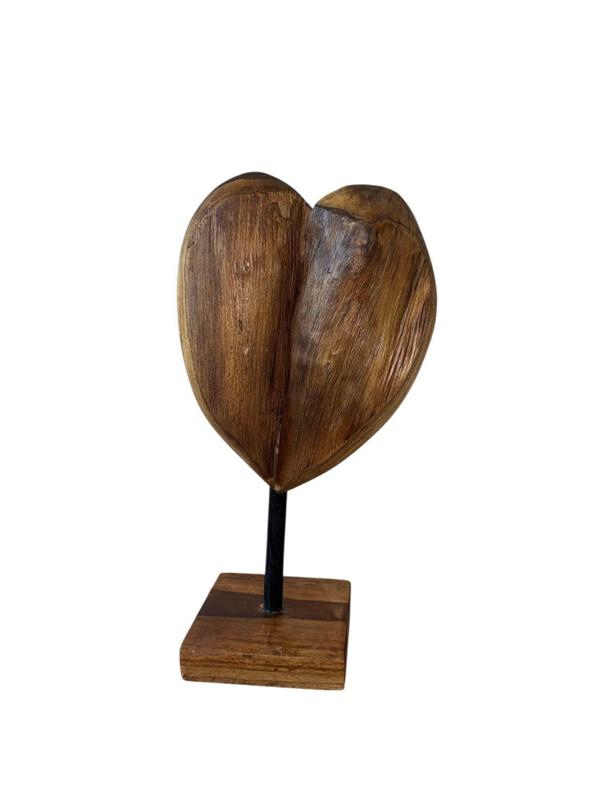 Teak Heart Sculpture Set hand-carved teak heart decor by Cabana Miami
