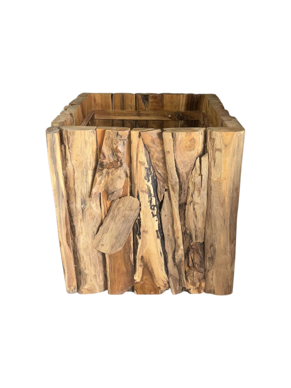 Reclaimed Teak Erosion Box handcrafted reclaimed teak storage box by Cabana Miami