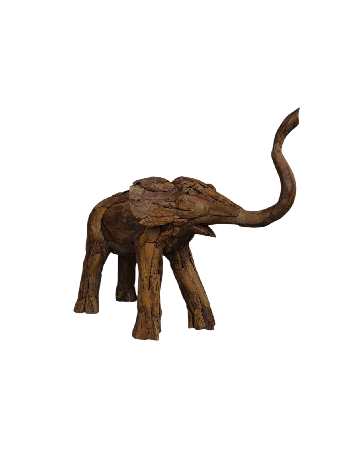 Reclaimed Teak Elephant Sculpture handcrafted teak elephant by Cabana Miami