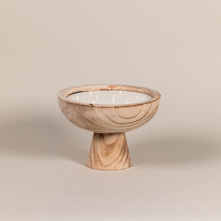 Wide Wood Grail Candle handcrafted wooden decorative candle by Cabana Miami