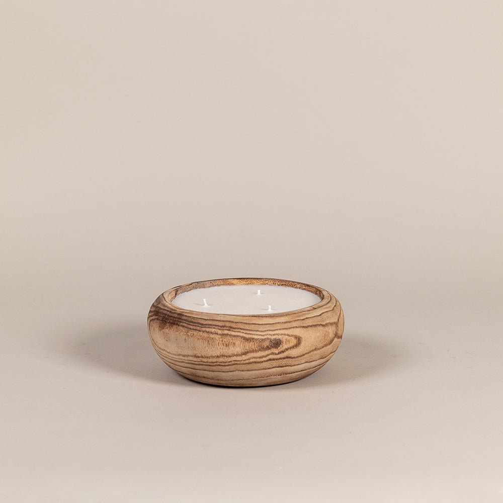 Wooden Bowl Scented Candle handcrafted decorative candle by Cabana Miami
