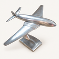 Airbus polished aluminum aircraft sculpture, front three-quarter view