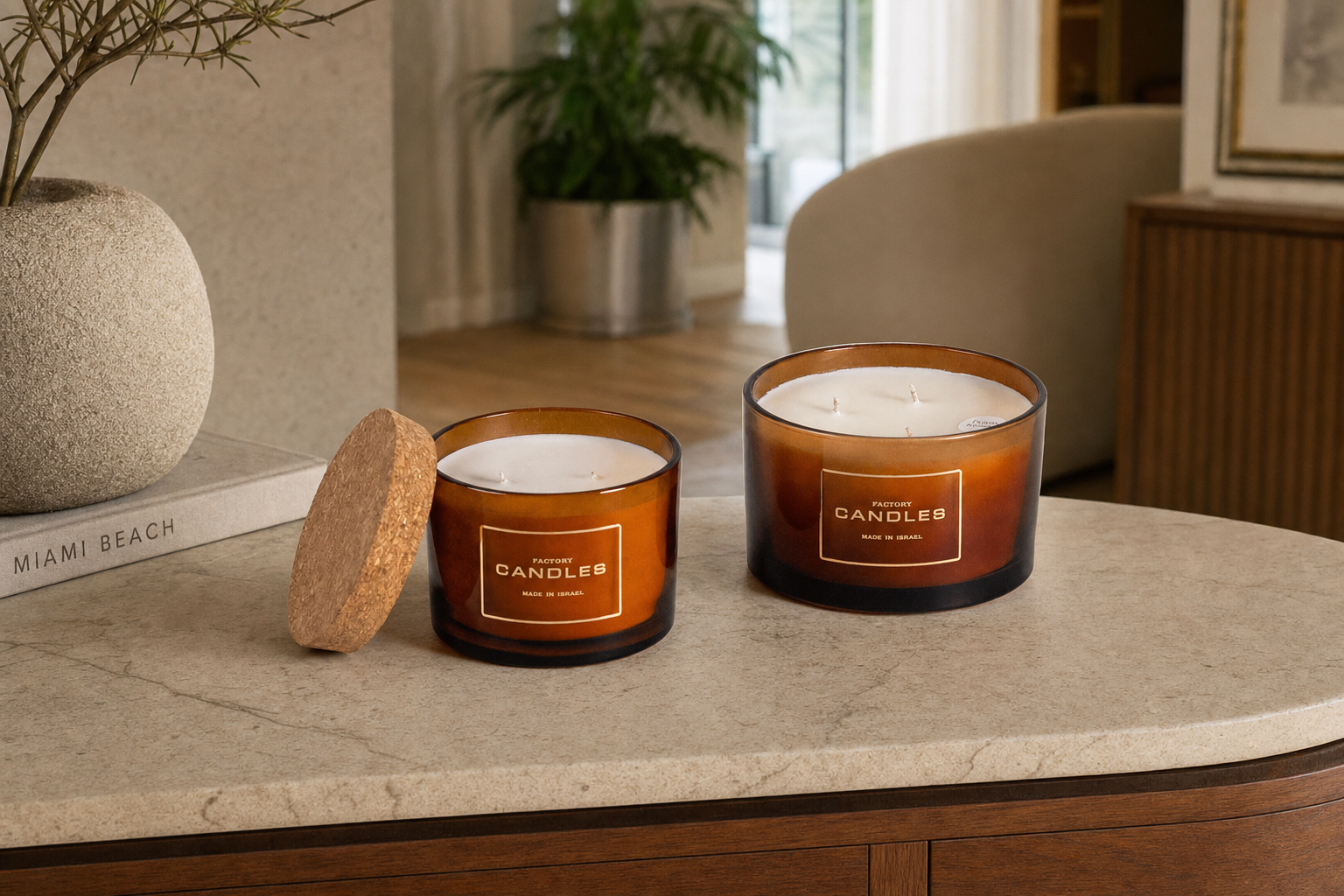 Amber Marvin Candles styled in a refined interior