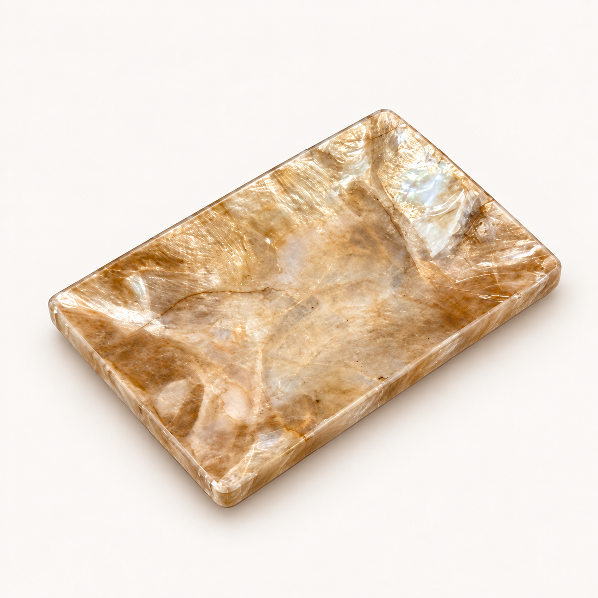 Amber Mother-of-Pearl Catchall Tray, three-quarter view