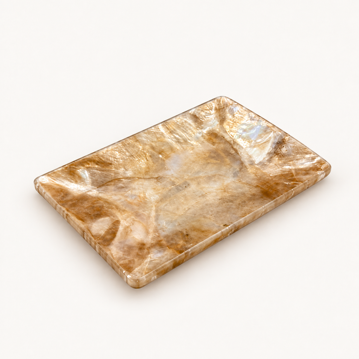 Amber Mother-of-Pearl Catchall Tray, low angle