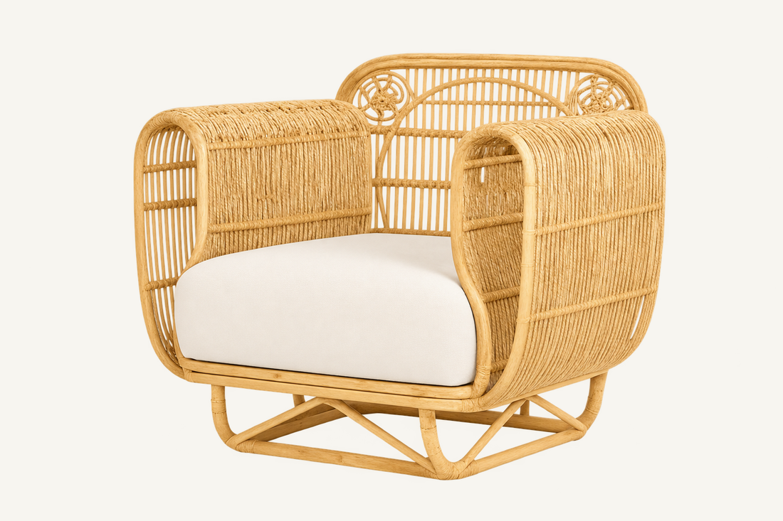 Aria Rattan Accent Chair, front catalog view