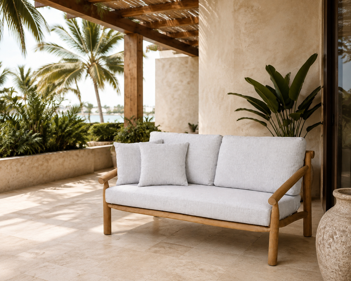Ariana Sofa in a shaded Miami terrace