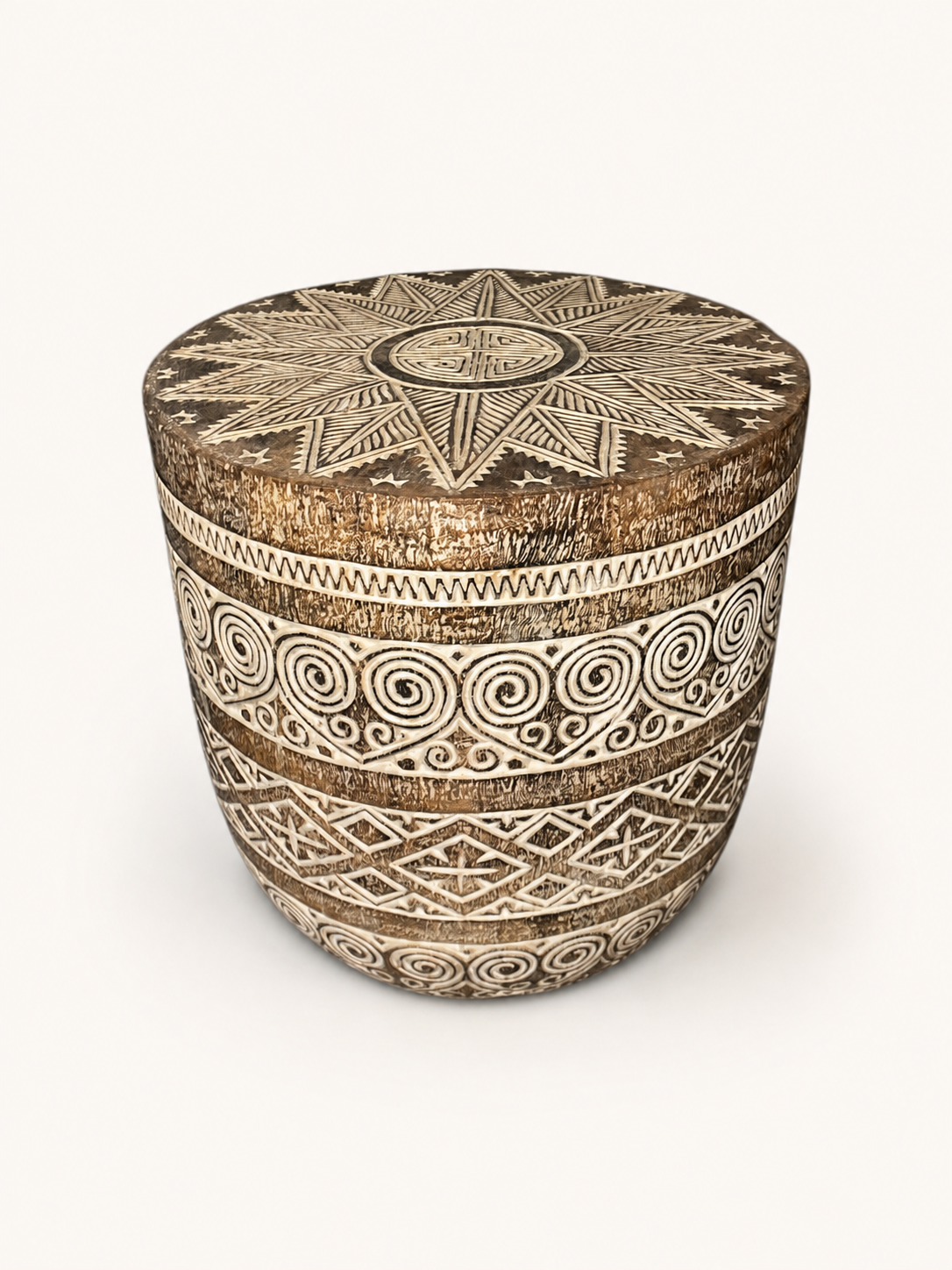 Balinese carved wood stool clean catalog image