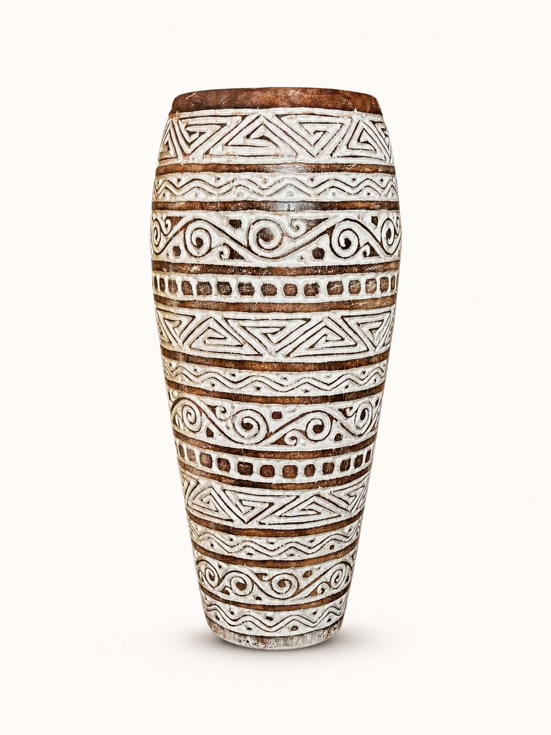 Balinese carved wood vase clean catalog image