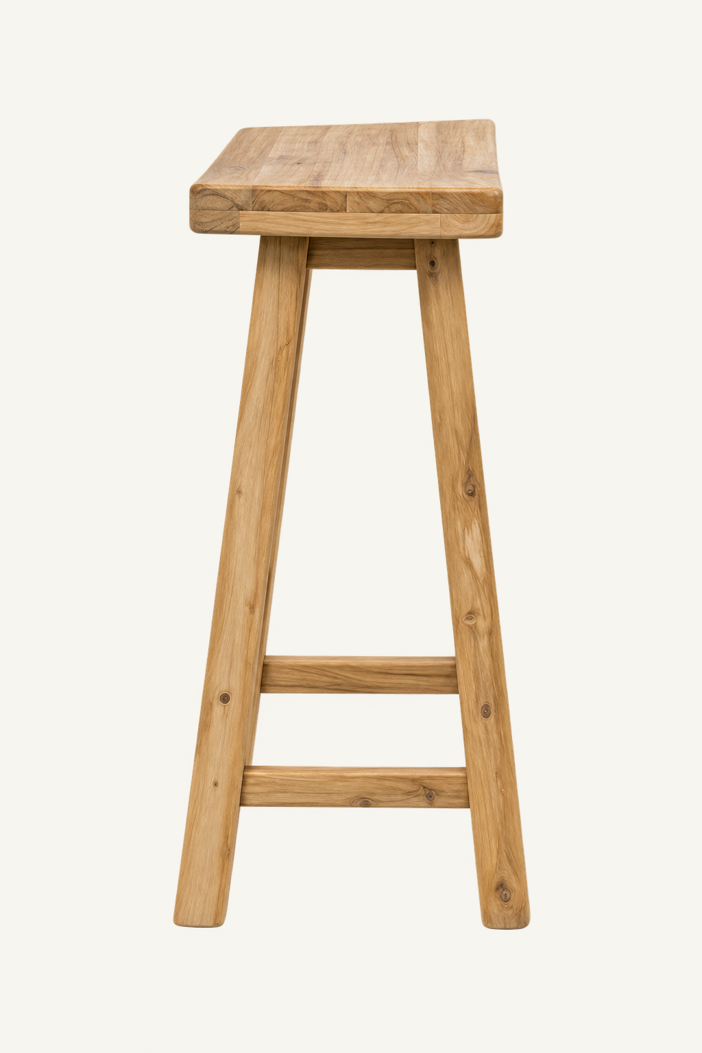 Recycled teak bar stool included in the Outdoor Bar Table Set, side view
