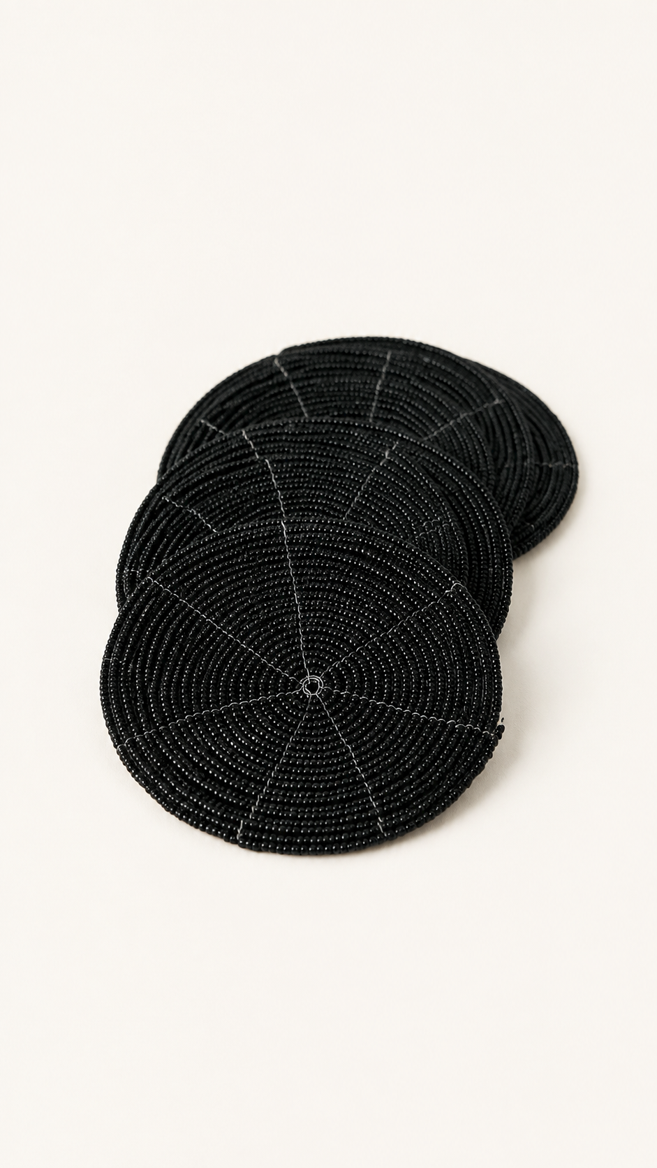 Black Beaded Coaster Set clean catalog image