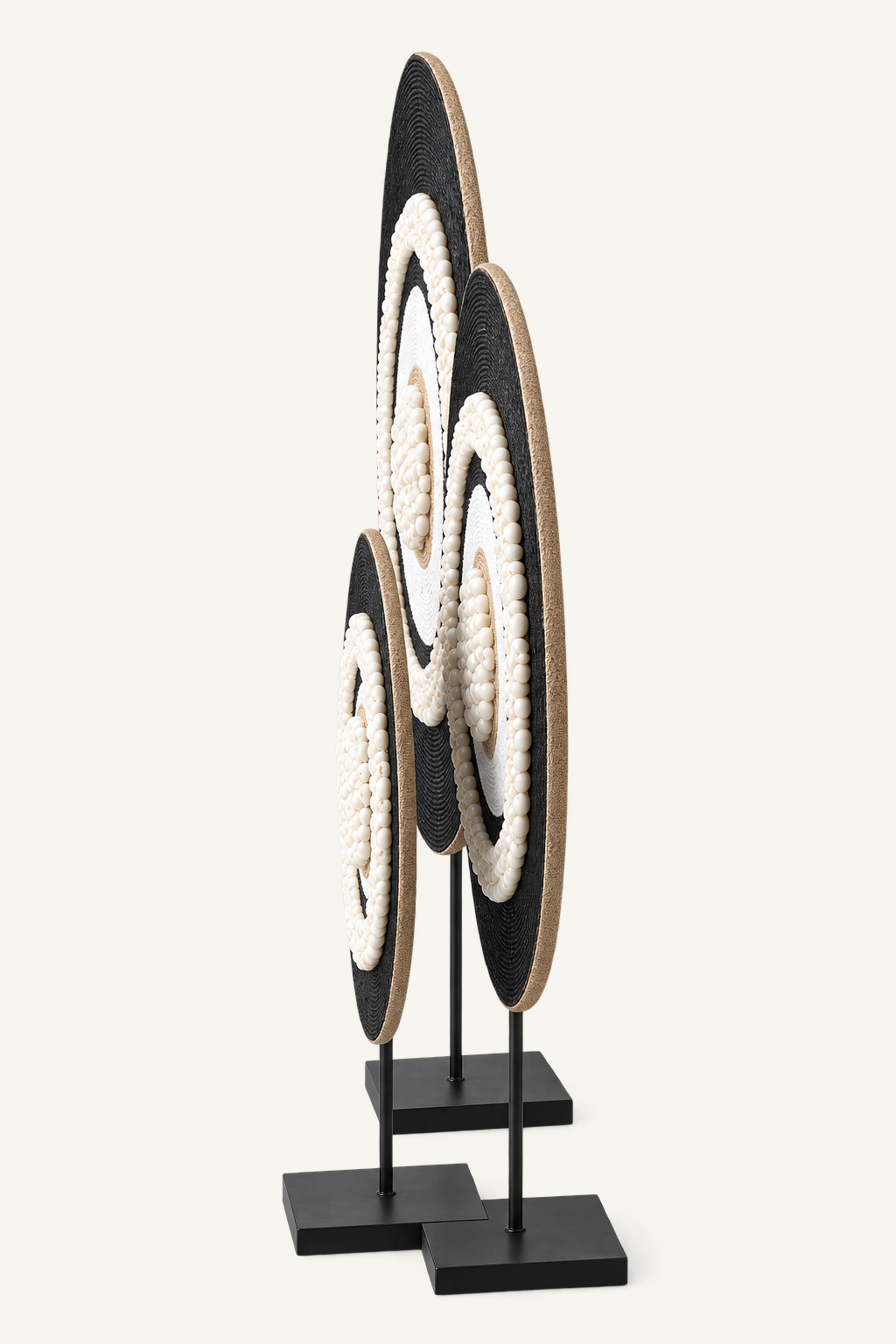 CABANA_STD_CATALOG_2 | Black Concentric Shell Sculpture on Metal Stand | run:issue-19-20260823T142348Z-8204116787293 | attempt:1
