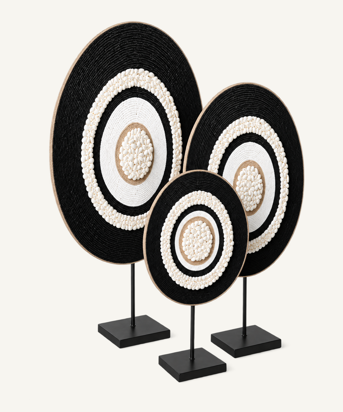 CABANA_STD_CATALOG_3 | Black Concentric Shell Sculpture on Metal Stand | run:issue-19-20260823T142348Z-8204116787293 | attempt:1