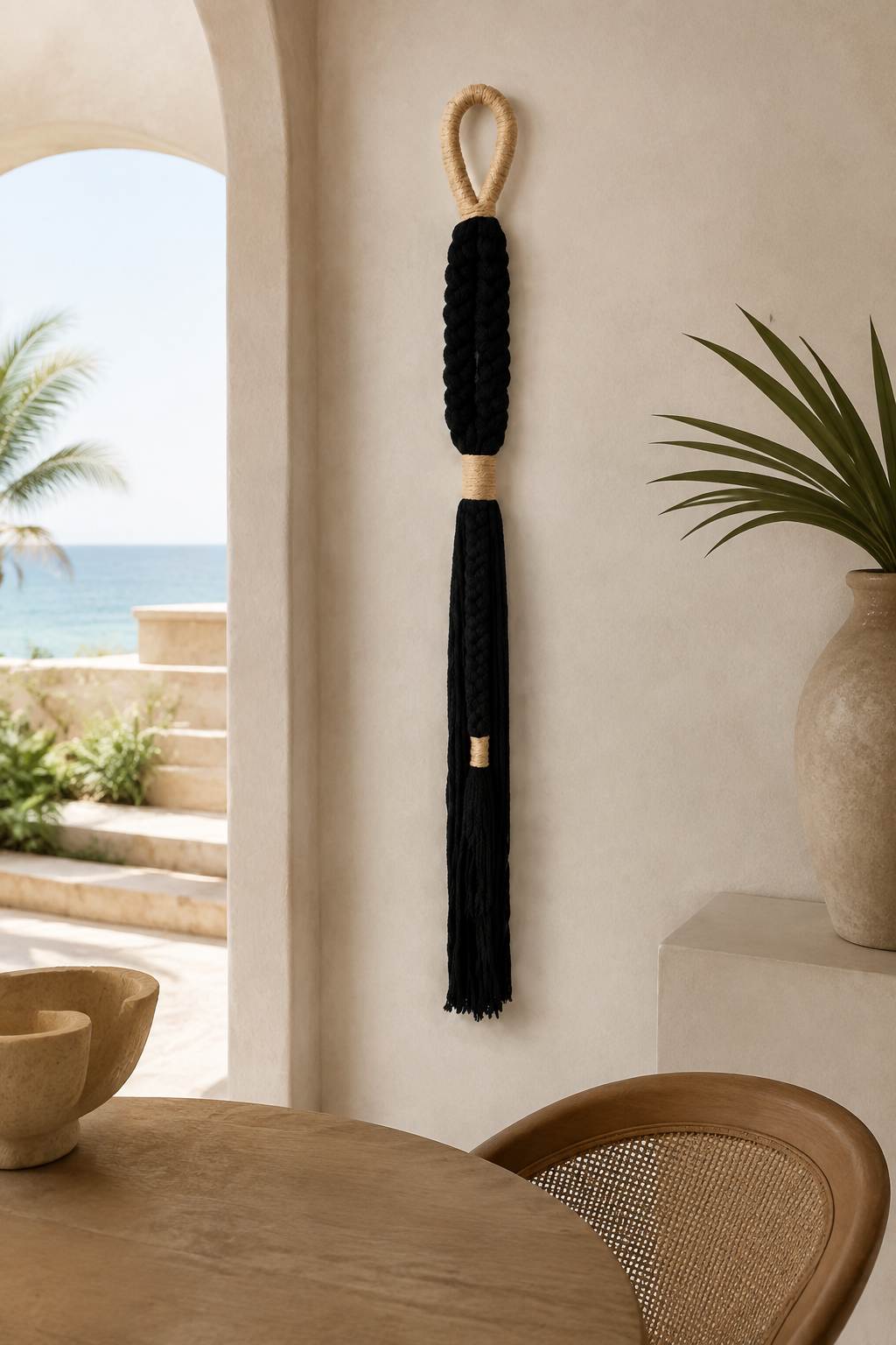 Black Cotton Wall Hanging in a luxury Miami interior
