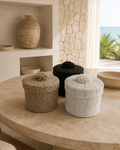 Black Handwoven Basket Set (3 Pieces) in a luxury Miami interior