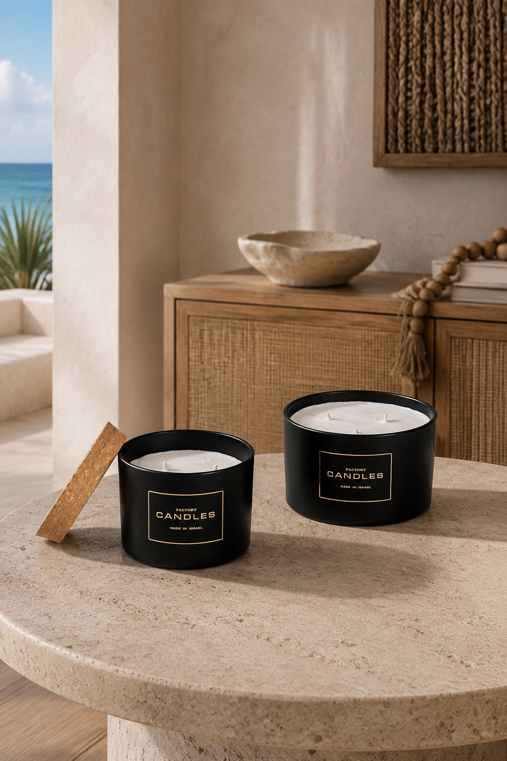 Black Marvin Candles in a luxury Miami interior