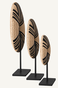 Black Geometric shell donut sculpture, side view