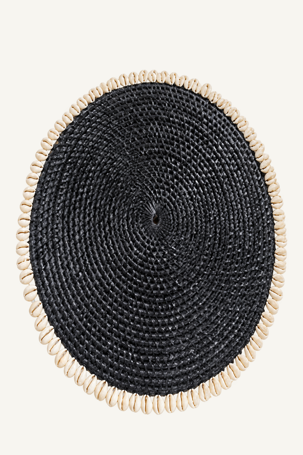 Black rattan placemat, alternate angle