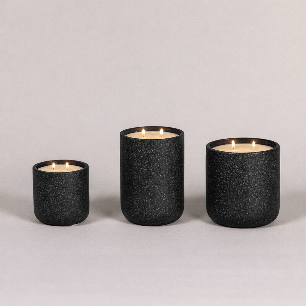 Black Gobi Candles handcrafted stone-finish candles by Cabana Miami