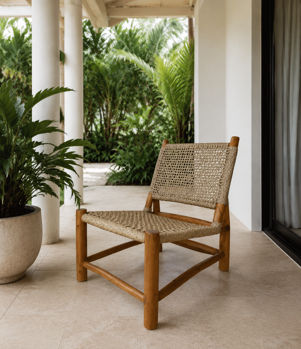 Bora Bora Armchair in Natural styled in an interior