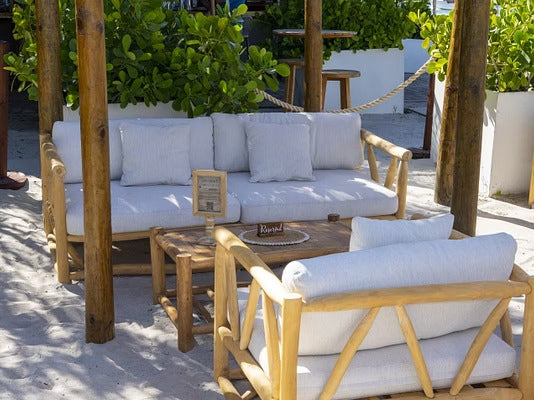 Custom lounge furniture supplied by Cabana Miami at Joia Beach