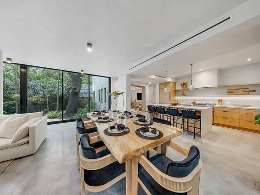 Custom indoor and outdoor furnishings at a tropical villa
