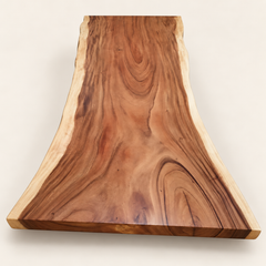 Natural solid Suar live-edge tabletop example one