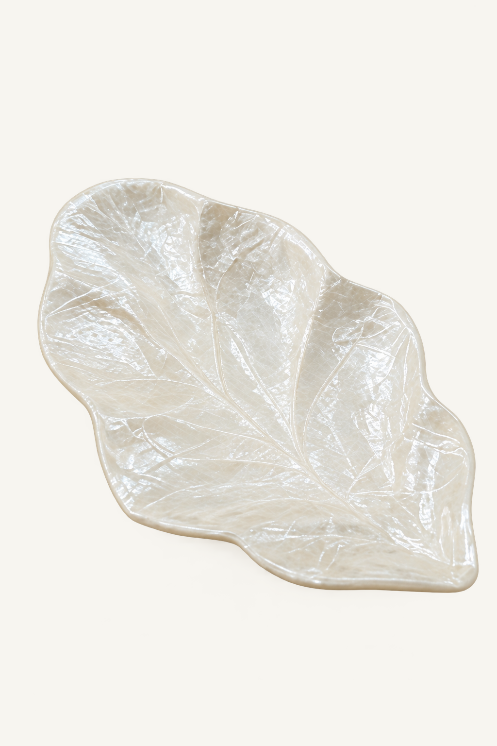 Carved Shell Leaf Decorative Bowl, front view