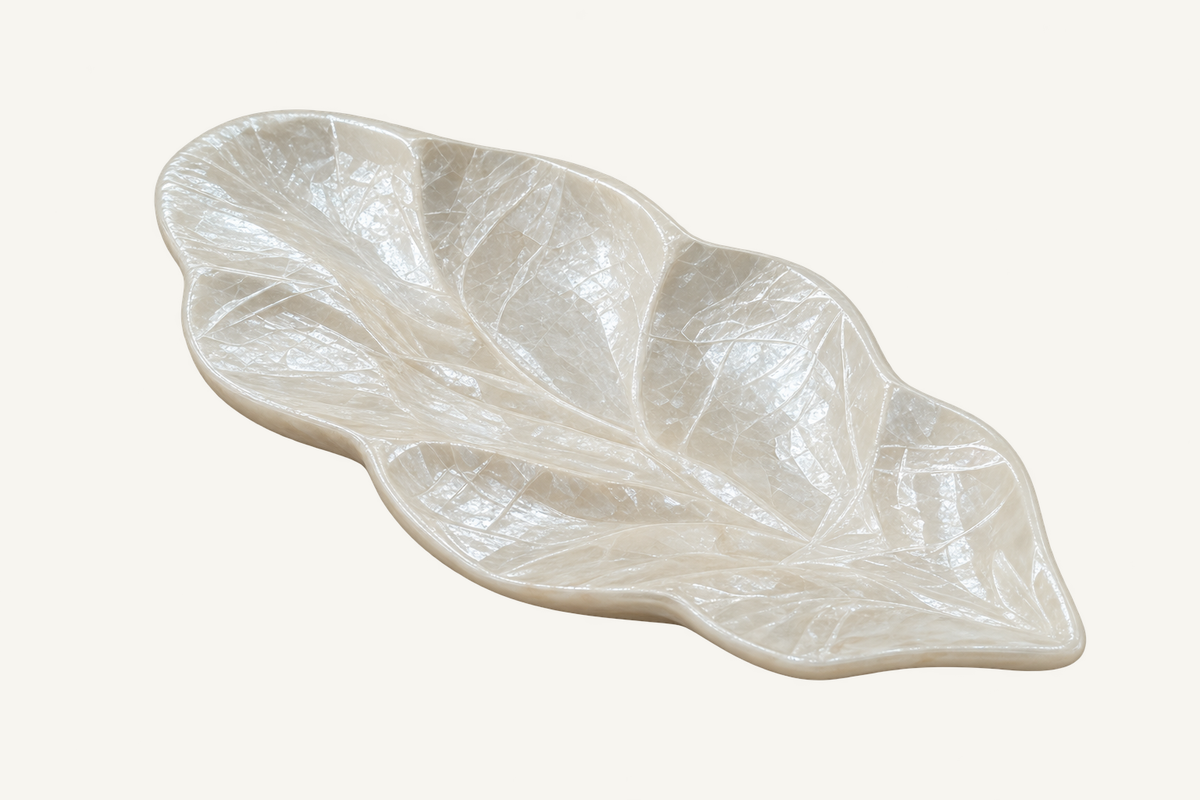 Carved Shell Leaf Decorative Bowl, view 3