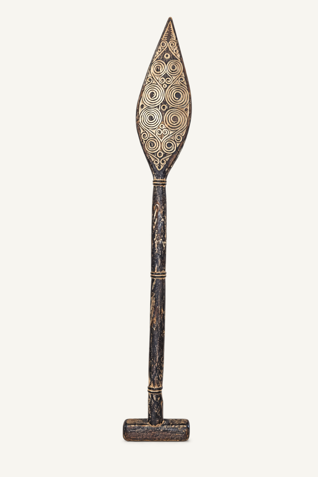 Carved Wood Paddle Wall Decor, front view