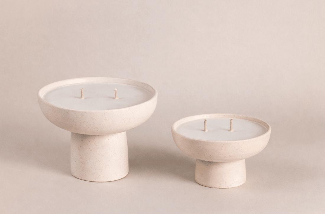 Sandstone Pedestal Candles handcrafted decorative candles by Cabana Miami