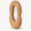 Double Loop Rattan Mirror, angled view