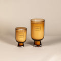 Amber Gold Kiara Candles lit in Small and Large sizes