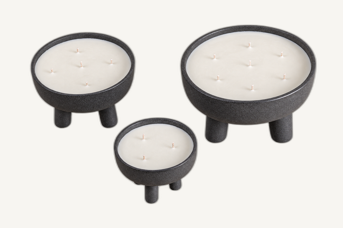 ebony sandstone candles angle-3 on Cabana off-white background