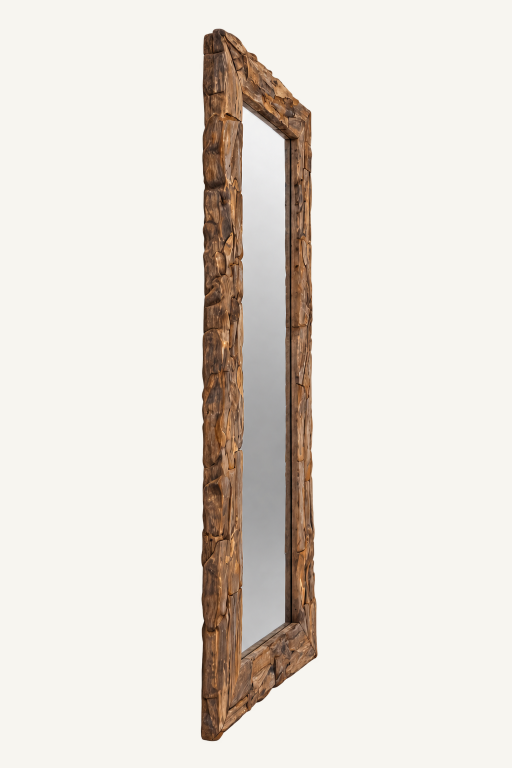 Eroded Teak Mirror, angled view