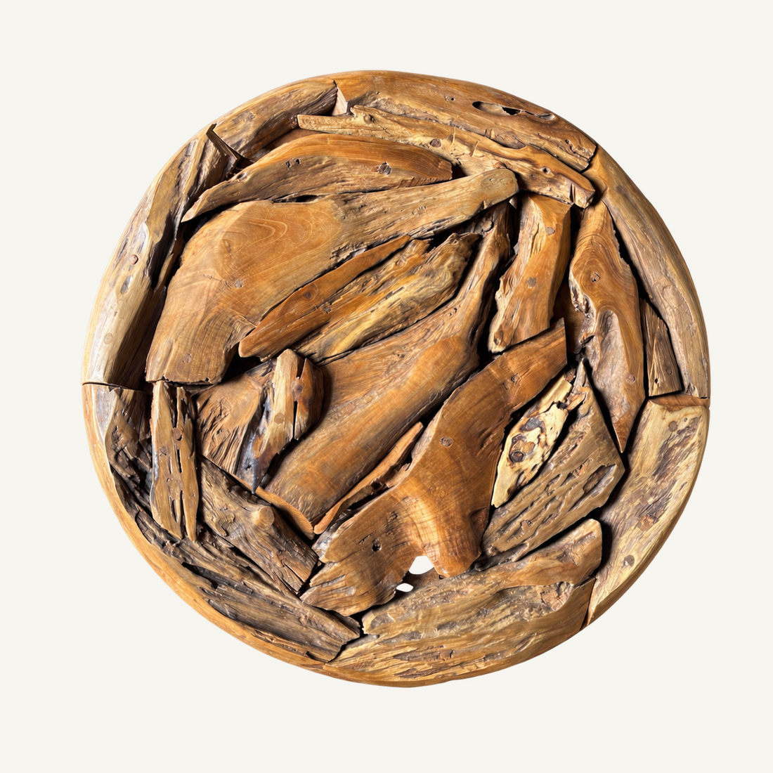 Eroded Teak Wall Sculpture, front view