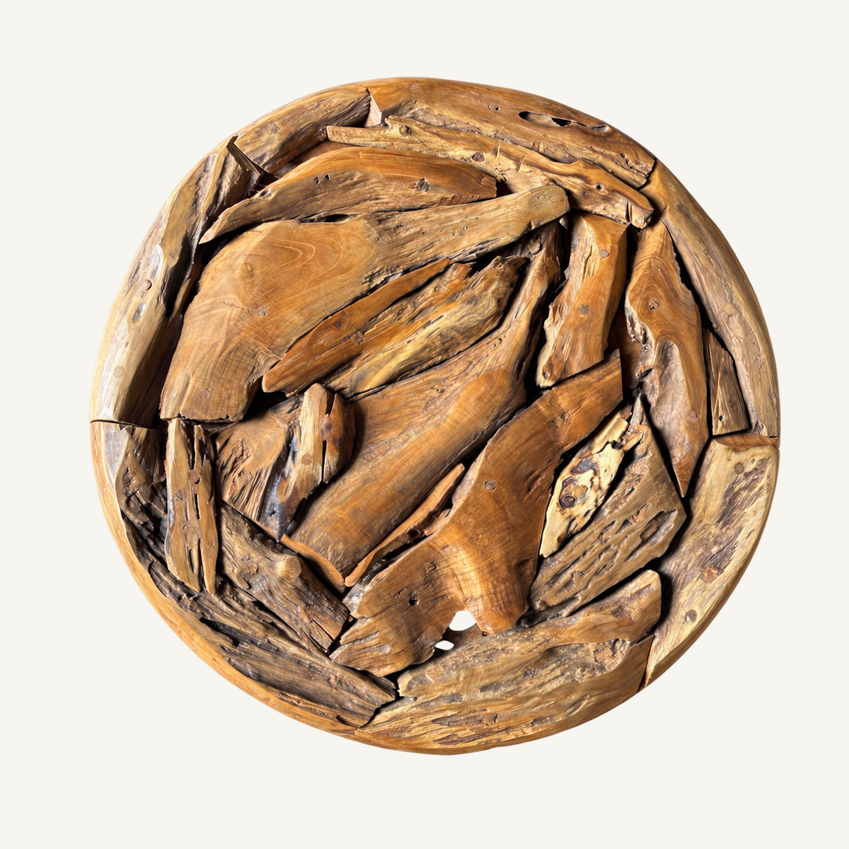 Eroded Teak Wall Sculpture, front view