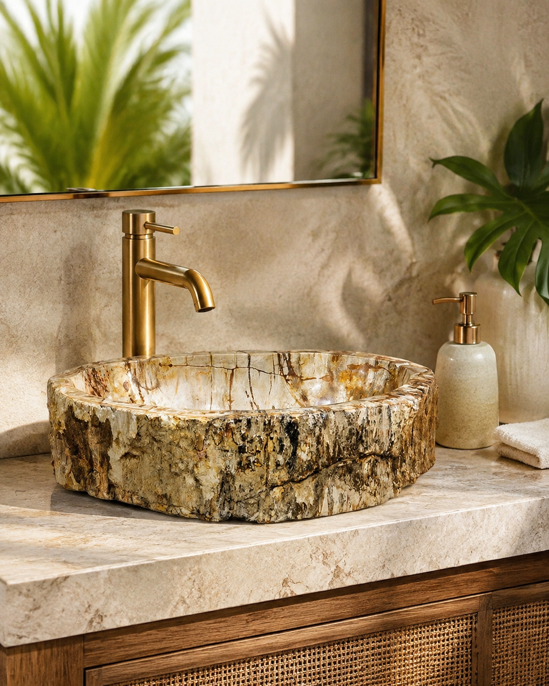 Fossilized Wood Vessel Basin lifestyle image