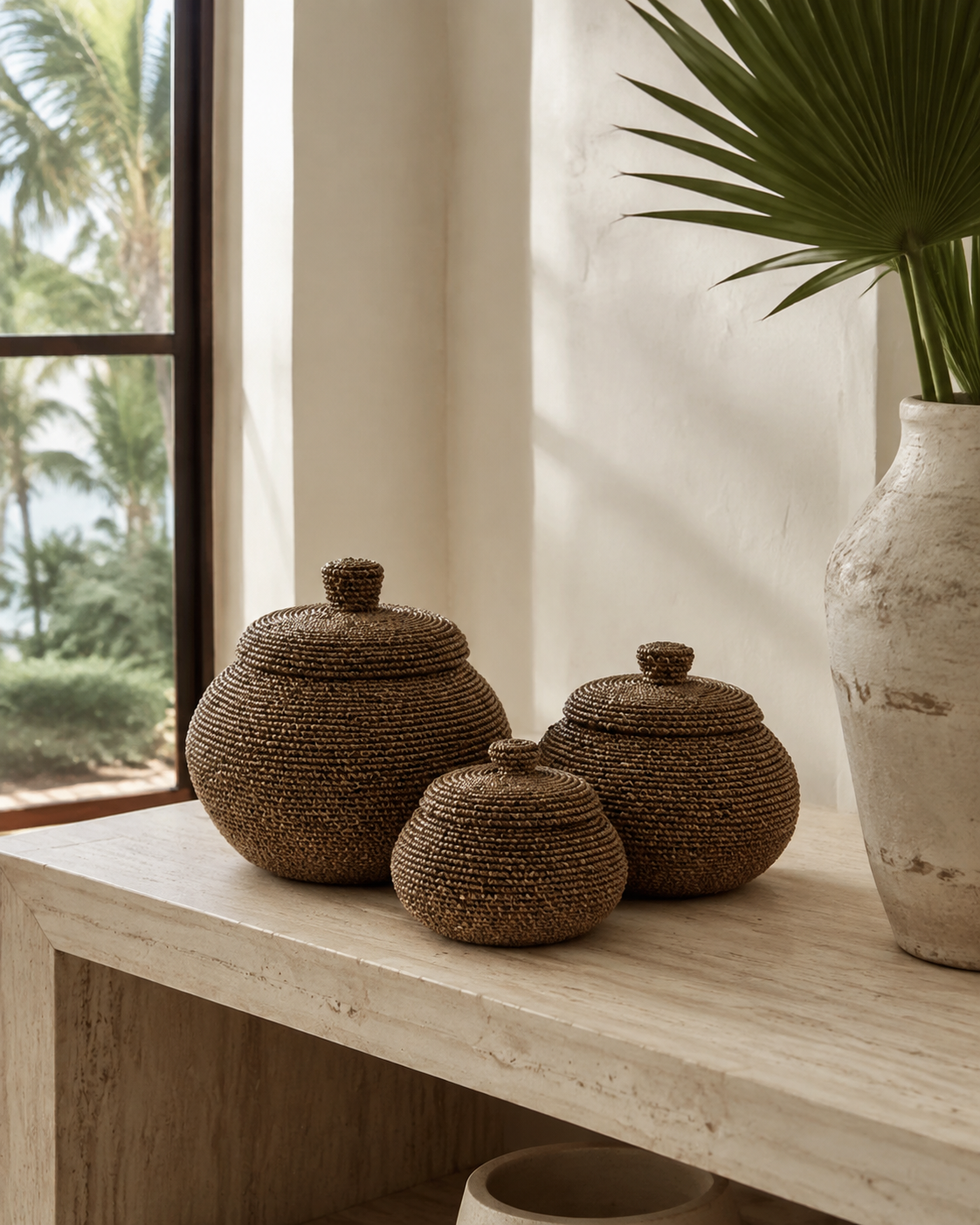 Gold Lidded Basket Set lifestyle image