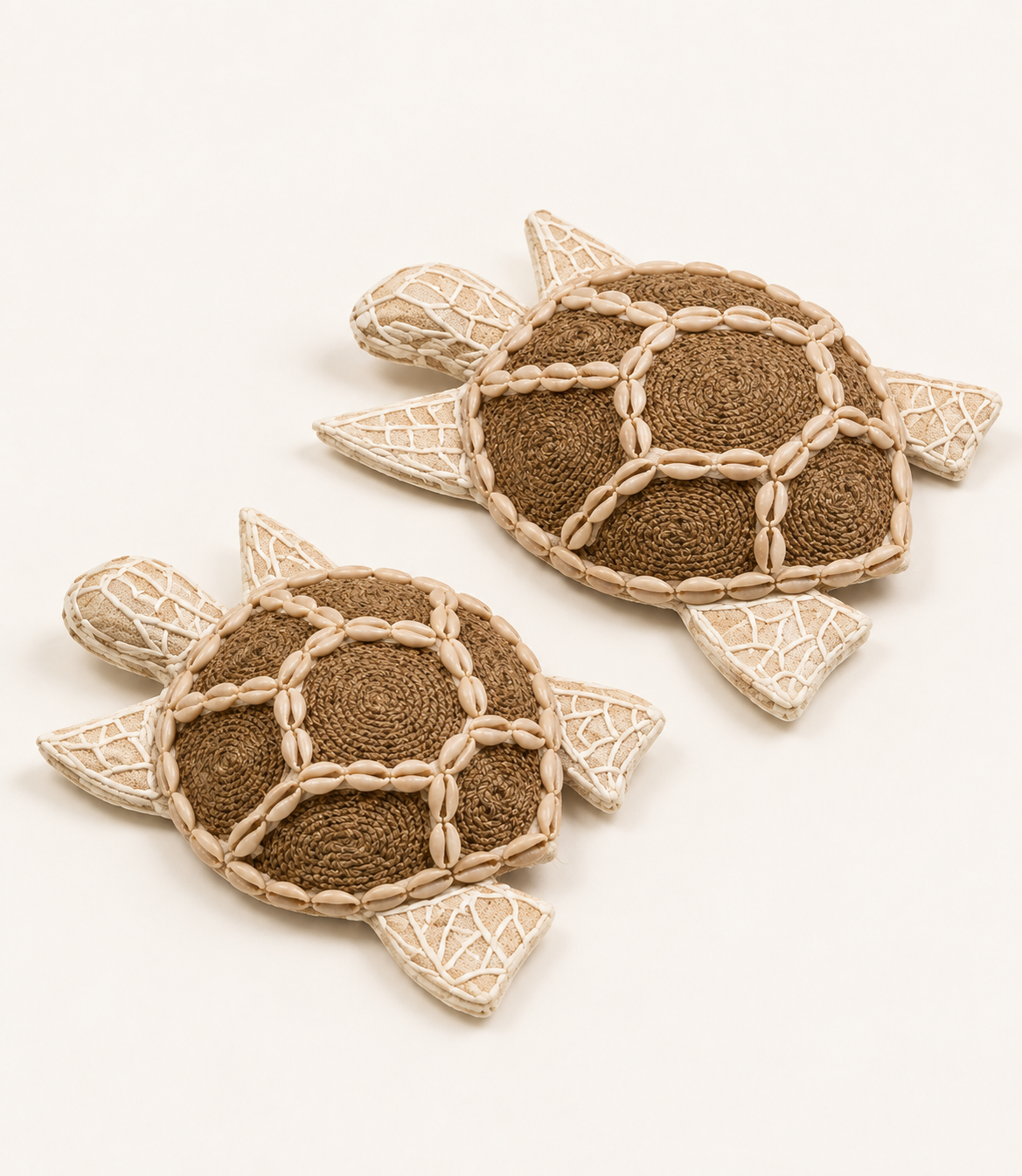 Handwoven Shell Turtle Decor in Medium and Large, low angle catalog view