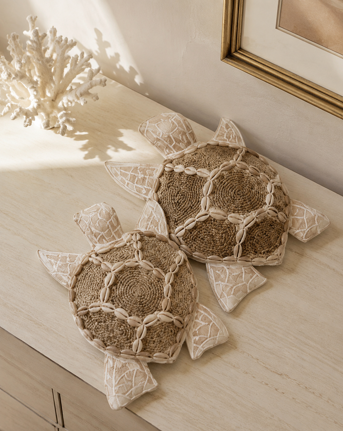 Handwoven Shell Turtle Decor lifestyle image