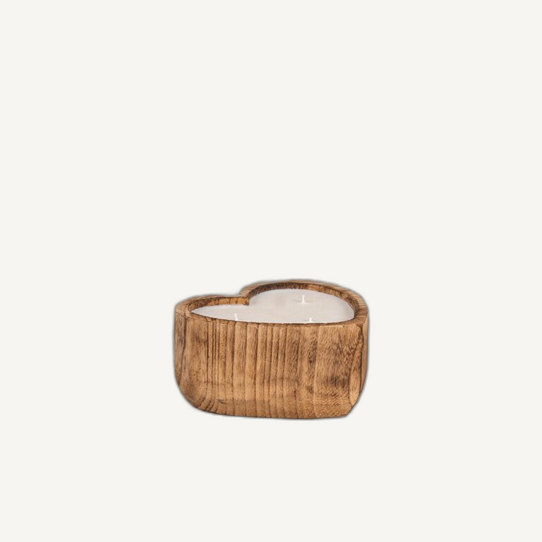 heart wooden candle main on Cabana off-white background