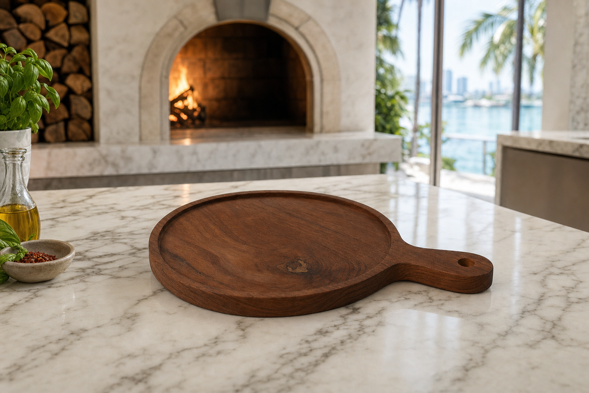 Hearthside Pizza Paddle styled in an interior